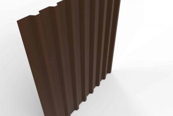 Die Trapezblech-Dachdeckung in braun