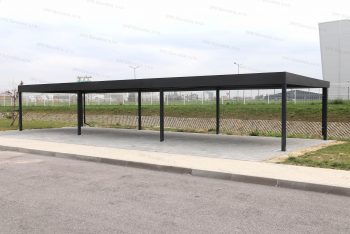 Ein Design-Caport mit den Stützen in der Farbe RAL 7016