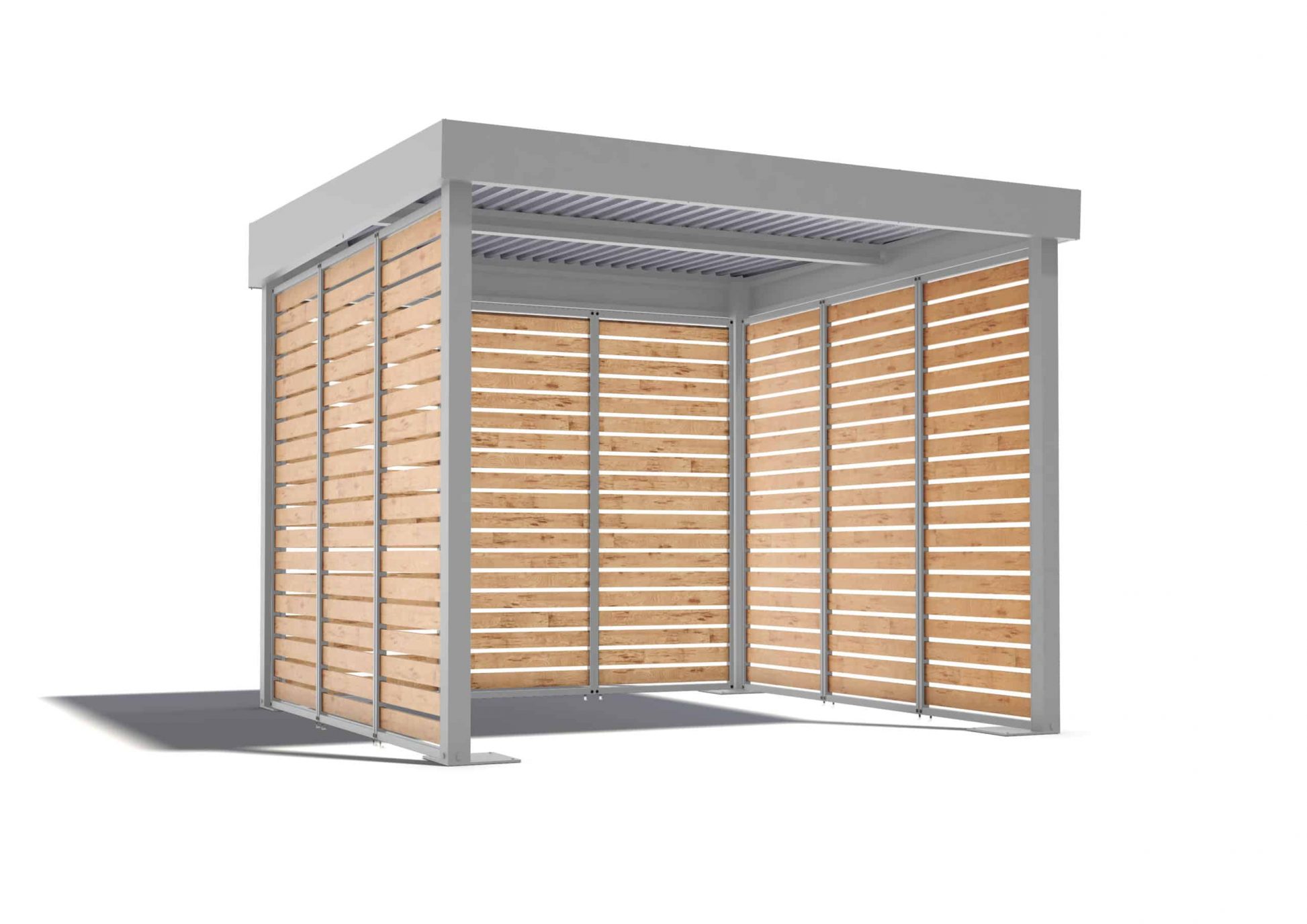 Die montierte Pergola in grauer Ausführung