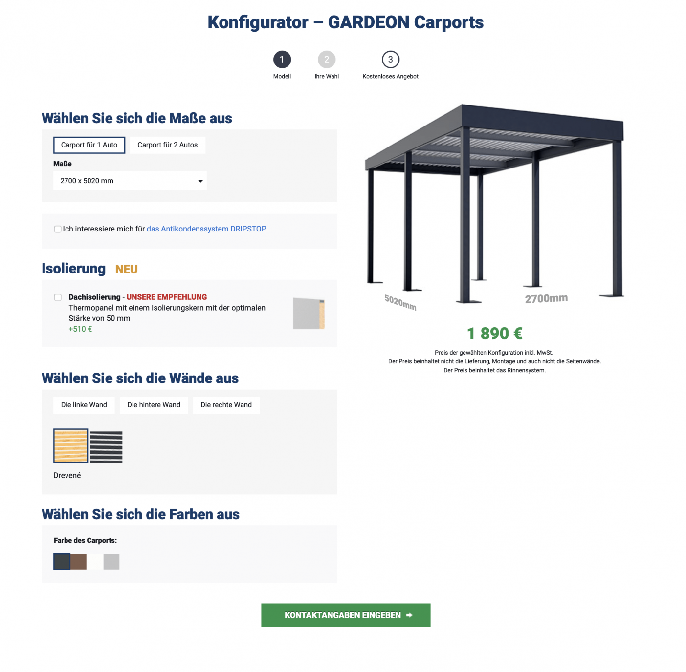 Konfigurator - Carports