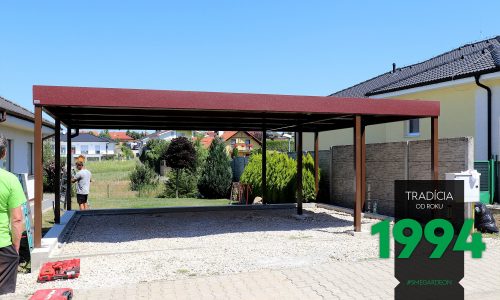 Das Carport von GARDEON mit braunen Stützen