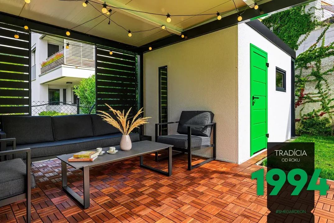 GARDEON Gartenhütte mit LPU42 Tür von Hörmann in der Farbe GARDEON grün