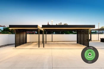 Montiertes Stahlcarport GARDEON mit Wandausfüllung