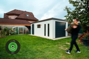 GARDEON Stahlgarage mit Seitenüberdachung