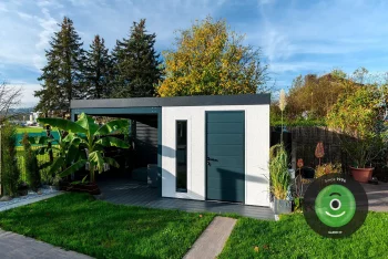 Montierte Gartenhütte GARDEON mit Zubehör in Farbe Anthrazit