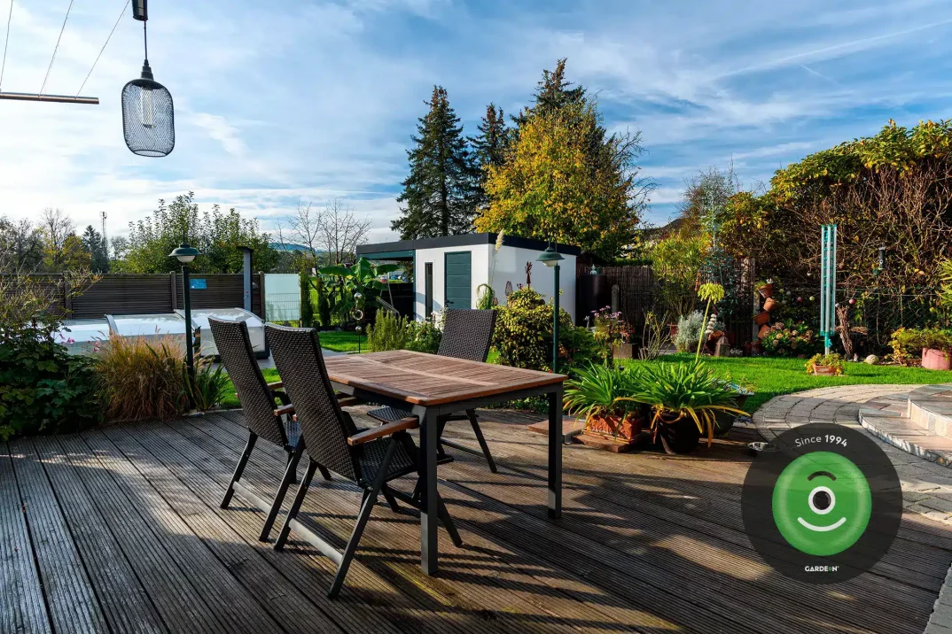 Gartenhäuschen GARDEON mit Dachgefälle an die Hinterseite