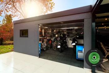 Montiertes Stahlcarport GARDEON mit Wandausfüllung