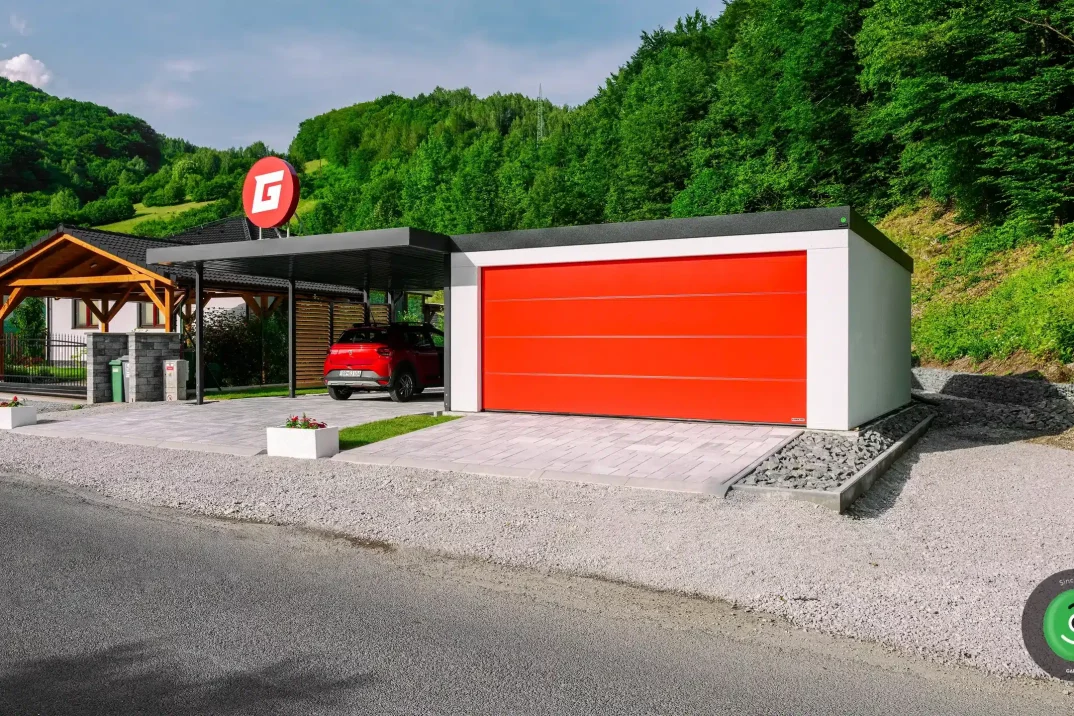 Fertige Garage mit Carport für Garaz.TV