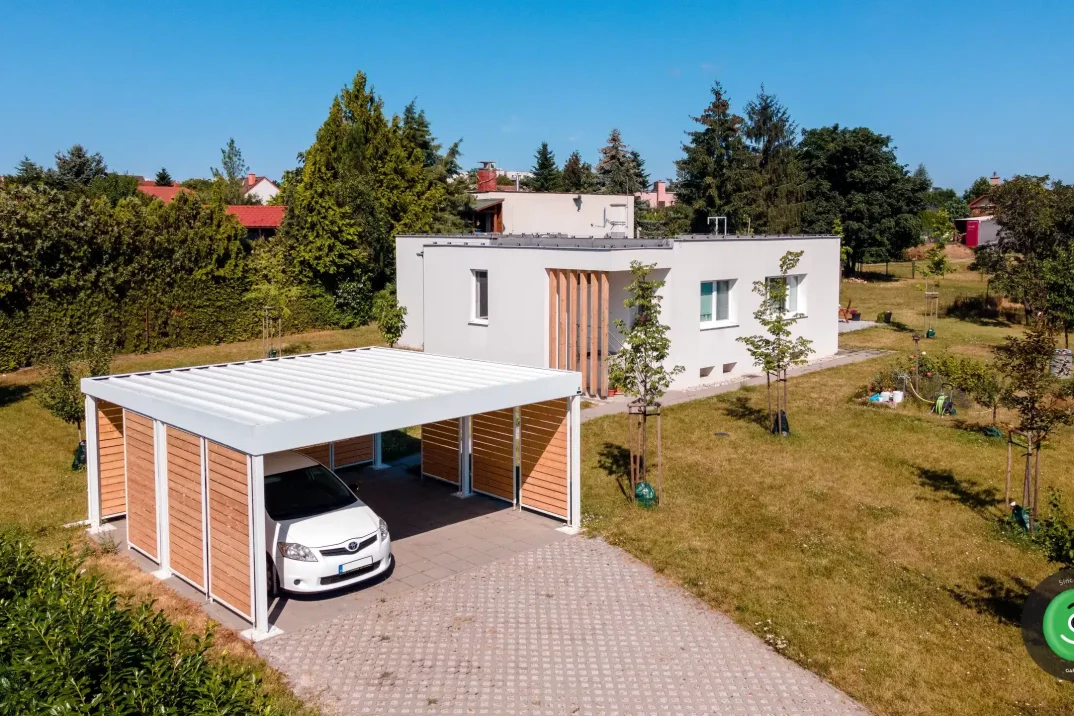 Carport mit Dachgefälle nach hinten