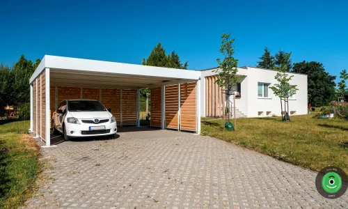 Carport mit Dachgefälle nach hinten