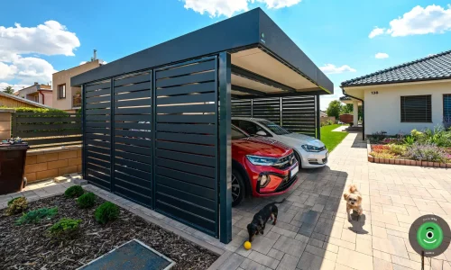 Vorgefertigtes Stahlcarport GARDEON mit Wandelementen