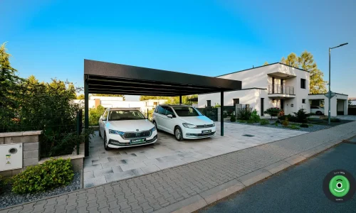 Carport zur Garage mit Pultdach